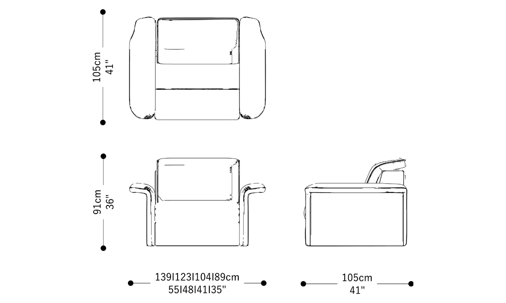 Image of the main dimensions of the product